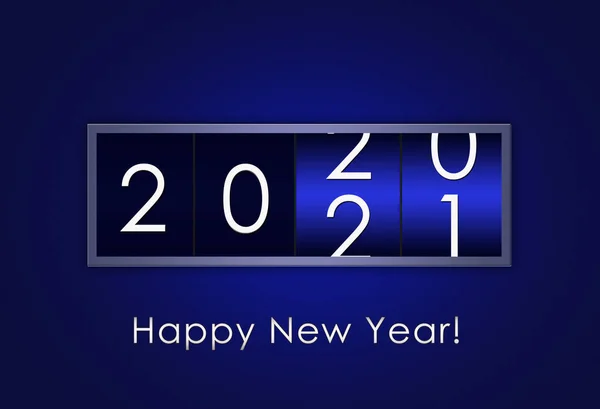 2020年から2021年までの年数の変化で青の背景にカウントダウンタイマー 2020年の色 — ストック写真