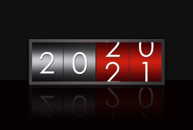 2021 geri sayım zamanlayıcısı siyah arkaplanda izole edildi.