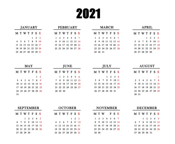 Календарь 2021 Года Белом Фоне — стоковое фото
