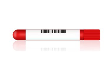 Beyaz arka planda kan olan test tüpü. Görüntü