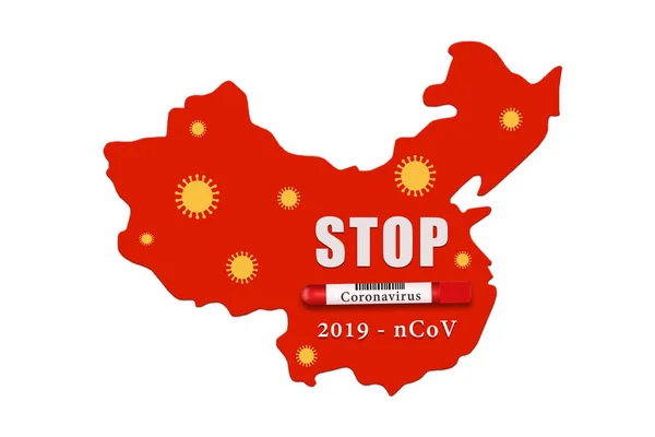 Припиніть Коронавірус Мапа Китаю Смертельним Вірусом Корони Небезпечний Китайський Коронавірус — стокове фото
