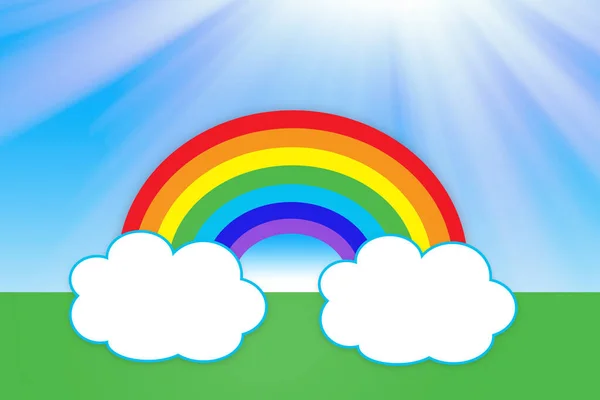 Colorful Rainbow Illustration Sunbeams Let All Well Flash Mob Society — Stock Photo, Image