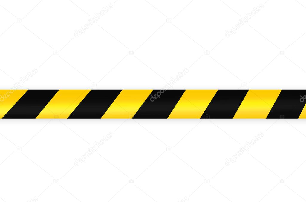 Black and yellow warning tapes on white background . Quarantine. Stop coronavirus, covid-19, border closed, do not cross. Banner.Copy space for text.