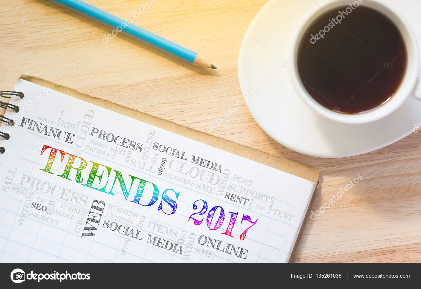 Concept Trends 2018 Message On Book A Pencil And Glass Coffee Concept Trends 2018 Message On Book A Pencil And Glass Coffee Table Vintage Tone Photo By Chi