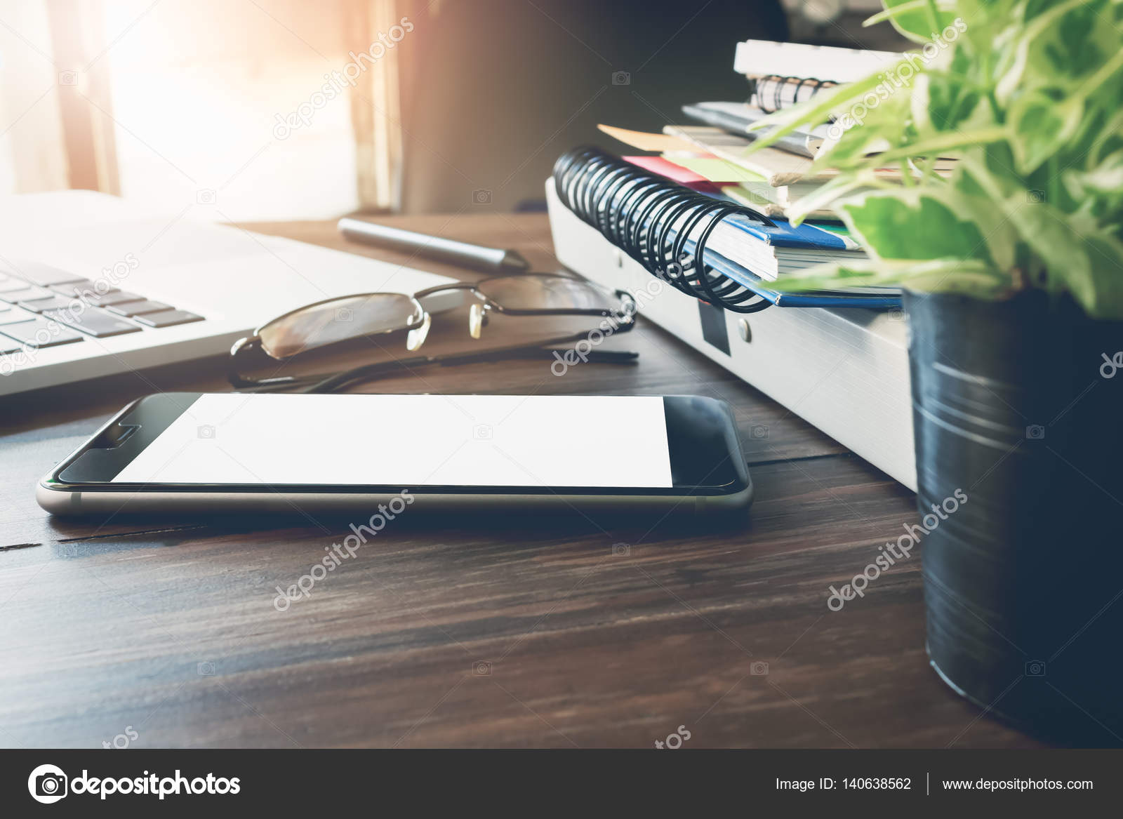 Laptop With Smartphone And Office Equipment On Desk Vintage Style Laptop With Smartphone And Office Equipment On Desk Vintage Style Can Be Used For