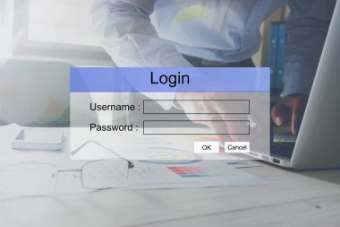 Tablo arka plan üzerinde ofiste çalışan giriş ekranında.
