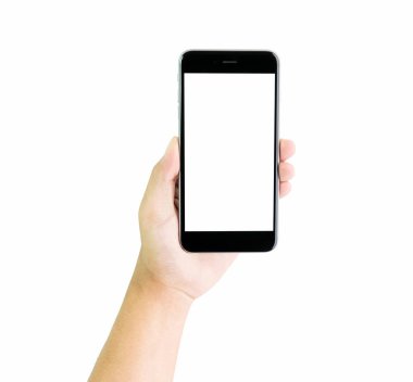 Smartphone boş ekran, kırpma yolunu tutan el.