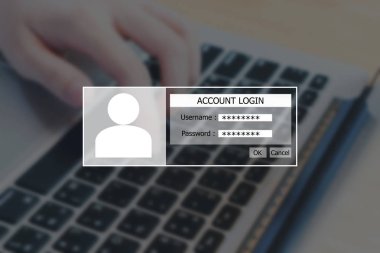 Hesap kilit ekranı arka plan kadınlar üzerinde bir bilgisayar üzerinde çalışıyoruz. Bir sürü bilgi ile çalışma kavramı.