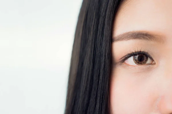 Cara Ojo Una Mujer Con Buena Salud Piel Labios Rosados —  Fotos de Stock