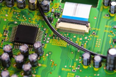 Closeup elektronik devre kartı arka plan.