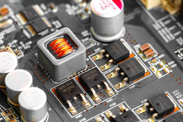 Closeup electronic circuit board 