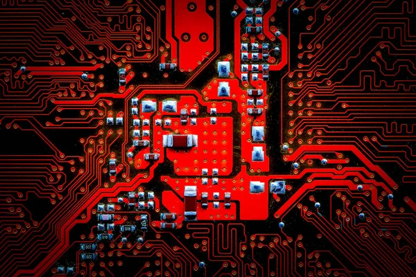 Closeup elektronische circuit bord achtergrond. — Stockfoto