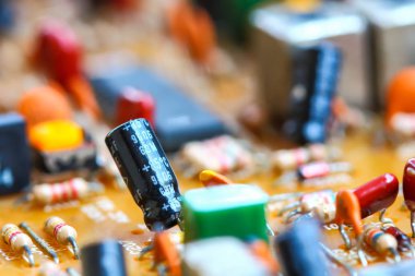 Closeup elektronik devre kartı arka plan. Bilgisayar donanım.