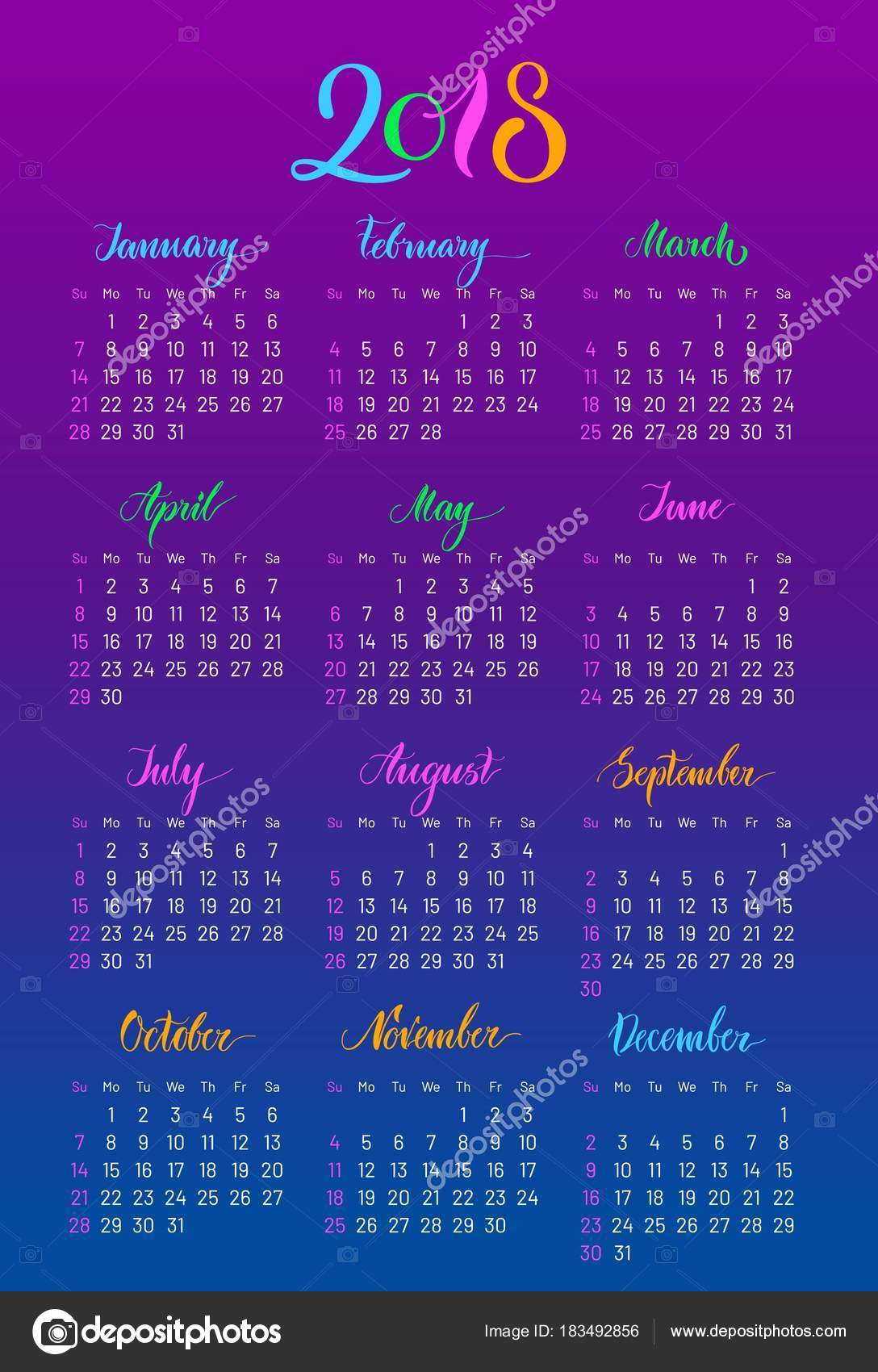 Wall Chart Calendar 2018