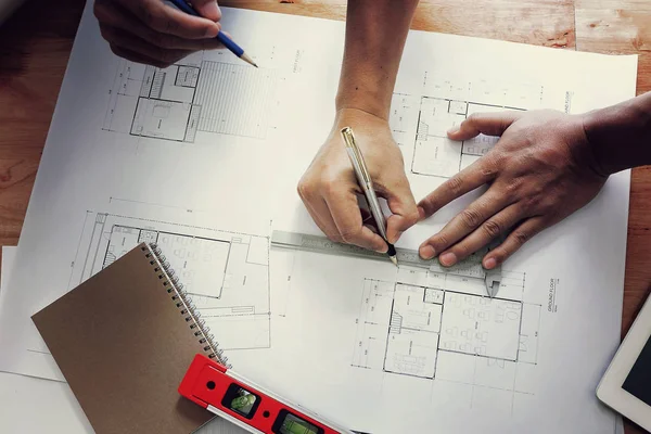 Team of engineers working together in a architect office. — Stock Photo, Image