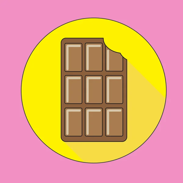 Επίπεδη σοκολάτα εικονίδιο. Σοκολάτα γάλακτος σε κίτρινο φόντο — Διανυσματικό Αρχείο