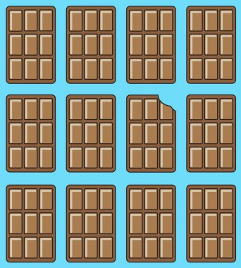 Çikolata seamless modeli. Mavi zemin üzerine sütlü çikolata