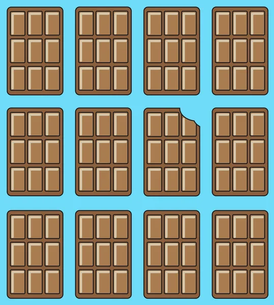 Čokoládové vzor bezešvé. Mléčná čokoláda na modrém pozadí — Stockový vektor