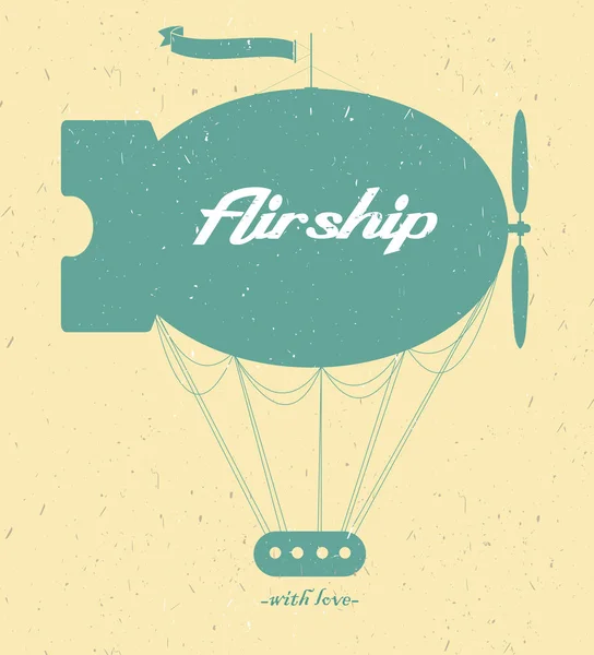 Dirigible de hadas vintage. Silueta vectorial — Vector de stock