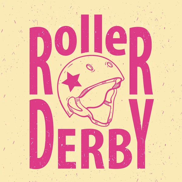 Roller derby helmet typography, t-shirt graphics, vectors — Stock Vector