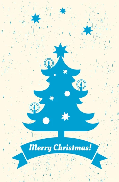 Рождественская елка Силуэт на дереве. Рождественская елка с украшениями и свечами — стоковый вектор