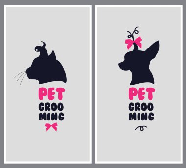Köpek Kuaför salonu için logo. Evde beslenen hayvan Güzellik Salonu logosu