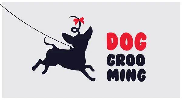 Kutya ápolás. Kutya haj szalon logó. Kutya kozmetika logó — Stock Vector