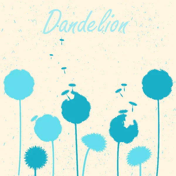 Dandelions on light background. Vector silhouette of dandelions — Stock Vector