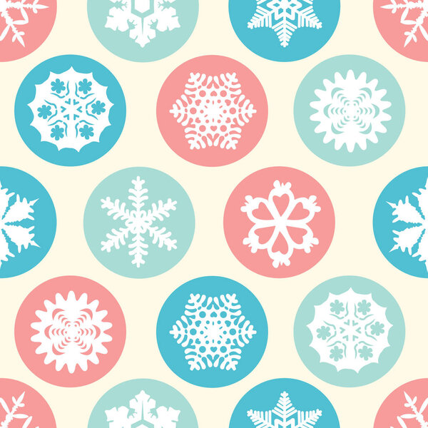 Seamless pattern of white snowflakes. Winter pattern