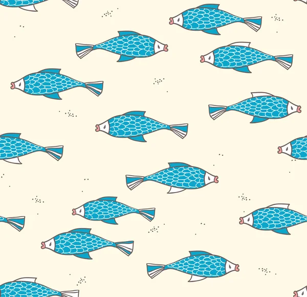 Seamless pattern with fish on a light background — Stock Vector