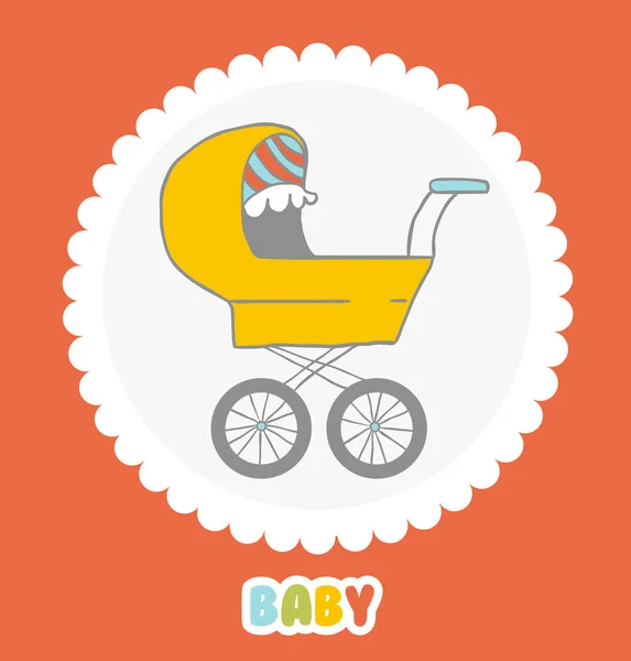 Pram icon or sign. Baby carriage. Card — Stock Vector