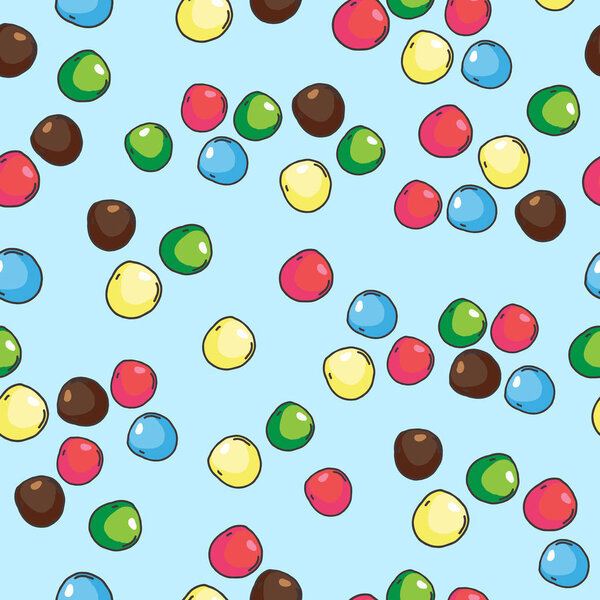 Seamless pattern of small colorful stones or sweet dragees