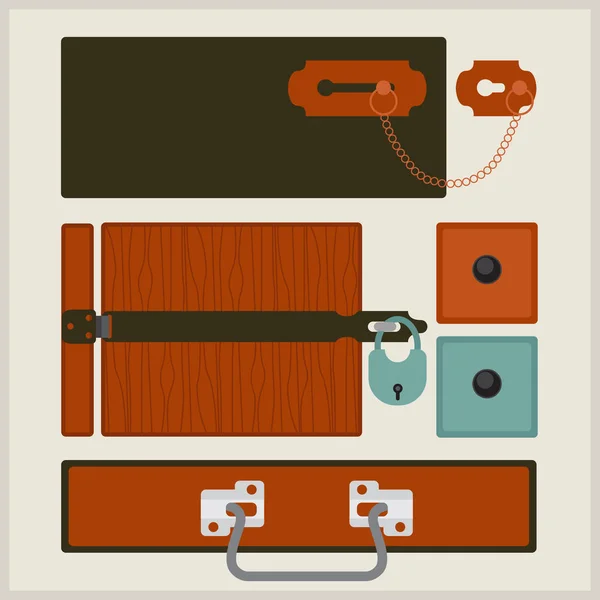 Accesorios para muebles. Cerradura de puerta, accesorios — Archivo Imágenes Vectoriales