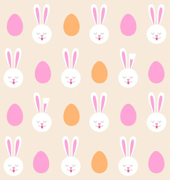 Seamless pattern of Easter bunnies and colored eggs — Stock Vector