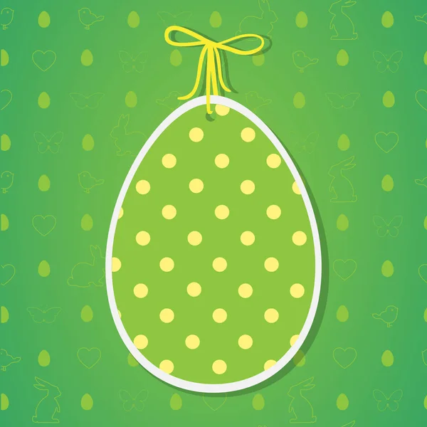 Easter egg. Paper art. green background and seamless pattern — Stock Vector