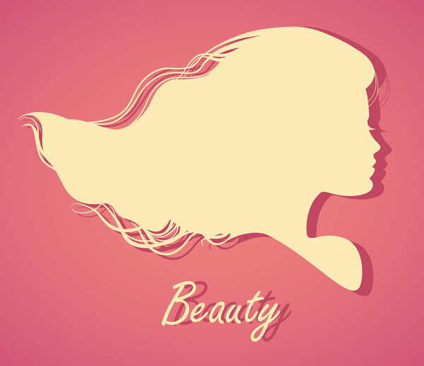 Silhouette head with hair.Vector illustration of woman beauty salon