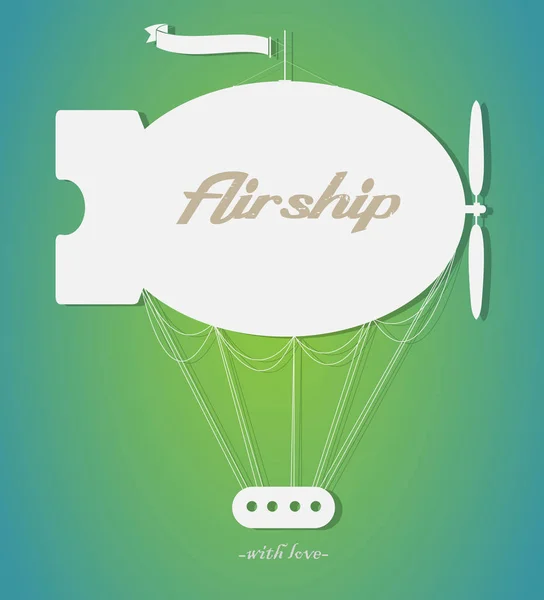 Dirigible de hadas vintage. Silueta vectorial. Arte de papel Ilustraciones de stock libres de derechos