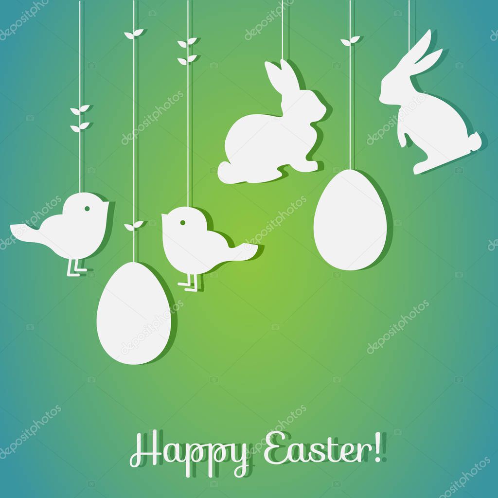 Easter background with eggs and rabbits.Perfect for  invitations