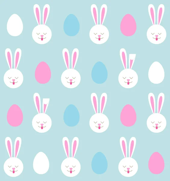 Seamless pattern of Easter bunnies and colored eggs — Stock Vector