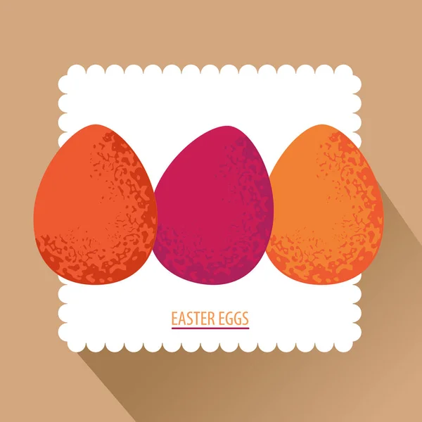 Huevos de colores en una servilleta blanca. Ilustración vectorial plana — Vector de stock