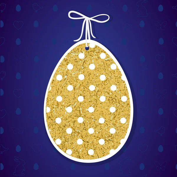 Decoración de papel de Pascua en forma de huevo. Huevo de Pascua dorado — Vector de stock