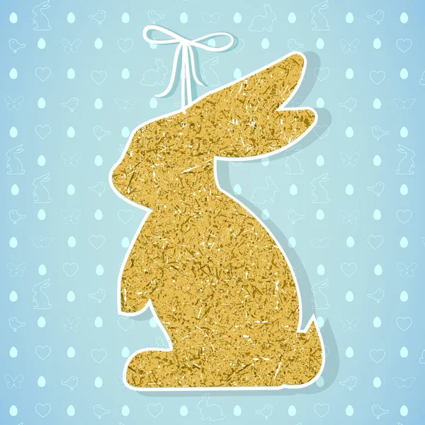 Пасхальное бумажное украшение в виде кролика. Пасхальный золотой кролик — стоковый вектор