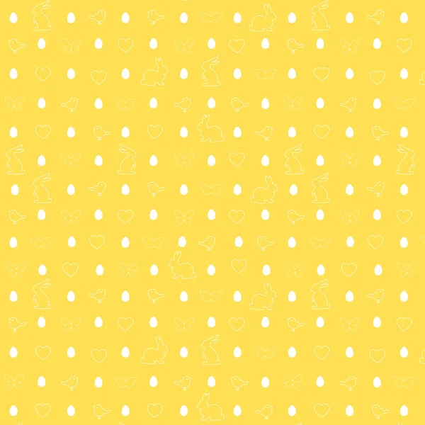 Paskalya ile Seamless Modeli semboller tavşan, kuş, yumurta, kalp,