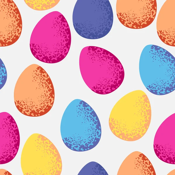 Бесшовный рисунок красочных пасхальных яиц на белом фоне — стоковый вектор