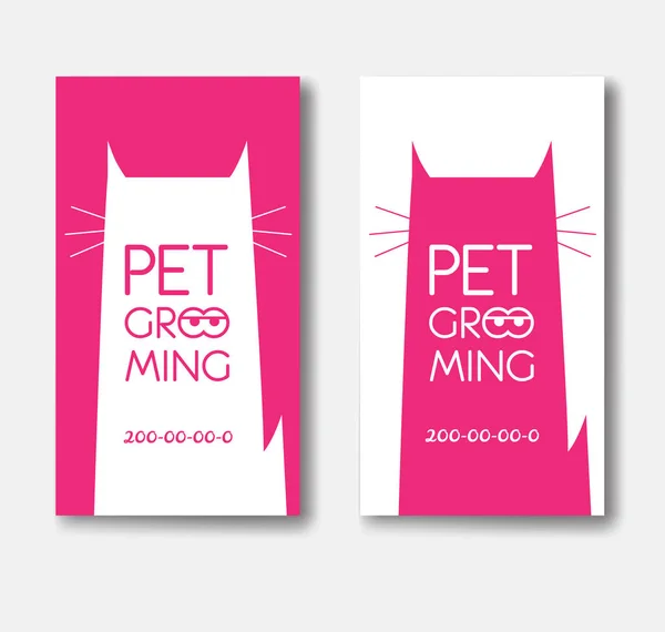 Logotipo para salão de pet grooming com silhueta de gato. Animais cabelo sa — Vetor de Stock