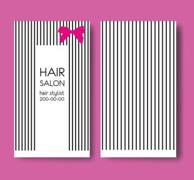 Şablon tasarım kartvizit uzun düz saç ve yay ile