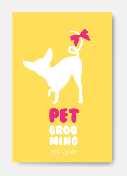 Modelo de cartaz com silhueta de cão. Logotipo pet grooming. Cabelo de cão — Vetor de Stock