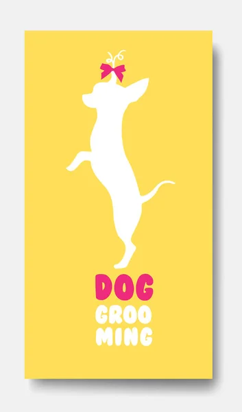 Plantilla de tarjeta de visita de aseo de mascotas con chihuahua perro pequeño — Vector de stock