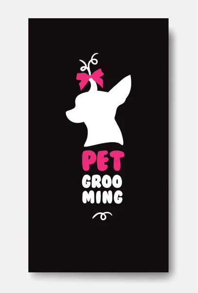 Modello di biglietto da visita di pet grooming con piccolo cane chihuahua — Vettoriale Stock