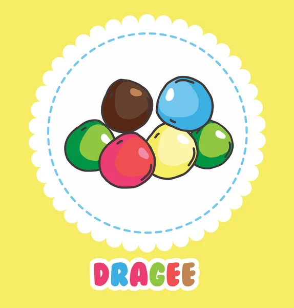 Dragee colorido no fundo branco. Ícone de doces — Vetor de Stock